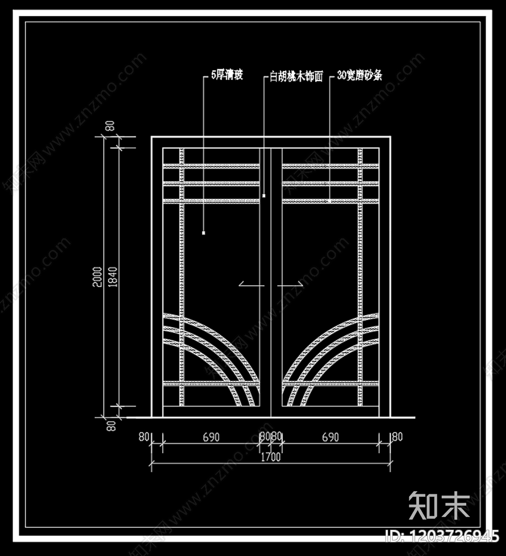 现代北欧门cad施工图下载【ID:1203726945】