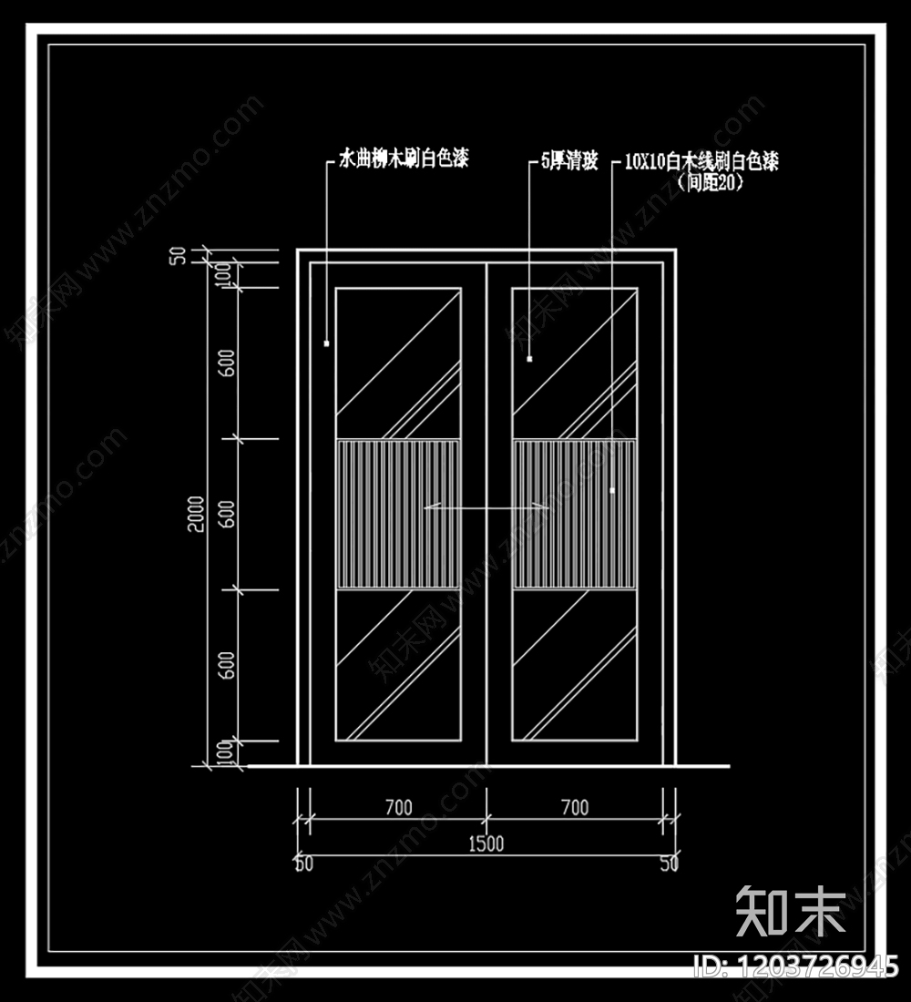 现代北欧门cad施工图下载【ID:1203726945】