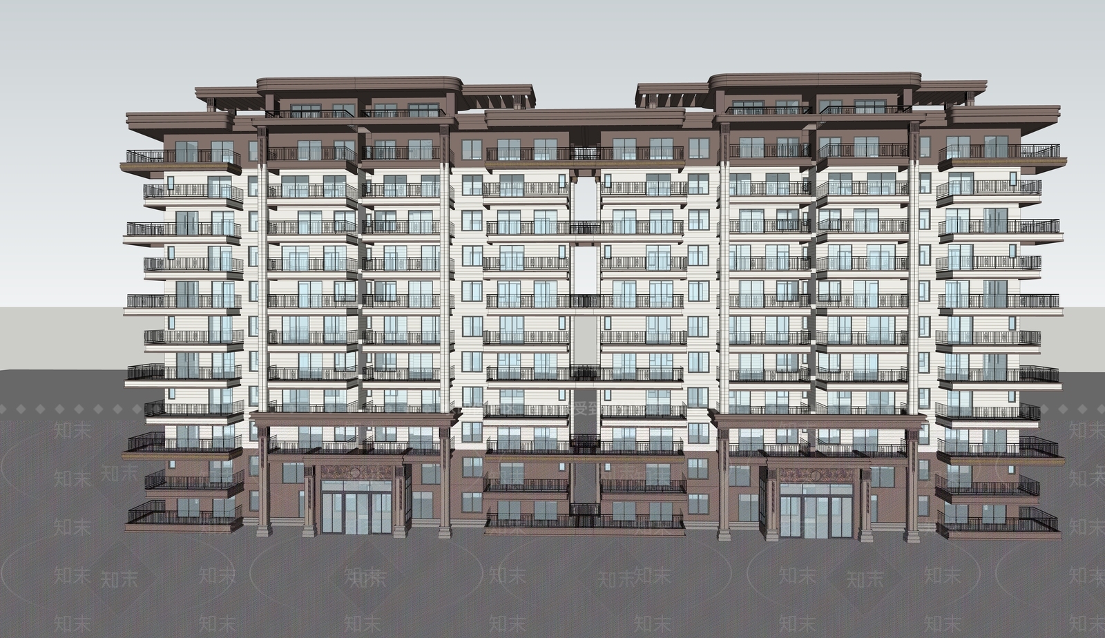 新中式高层住宅SU模型下载【ID:1203729850】