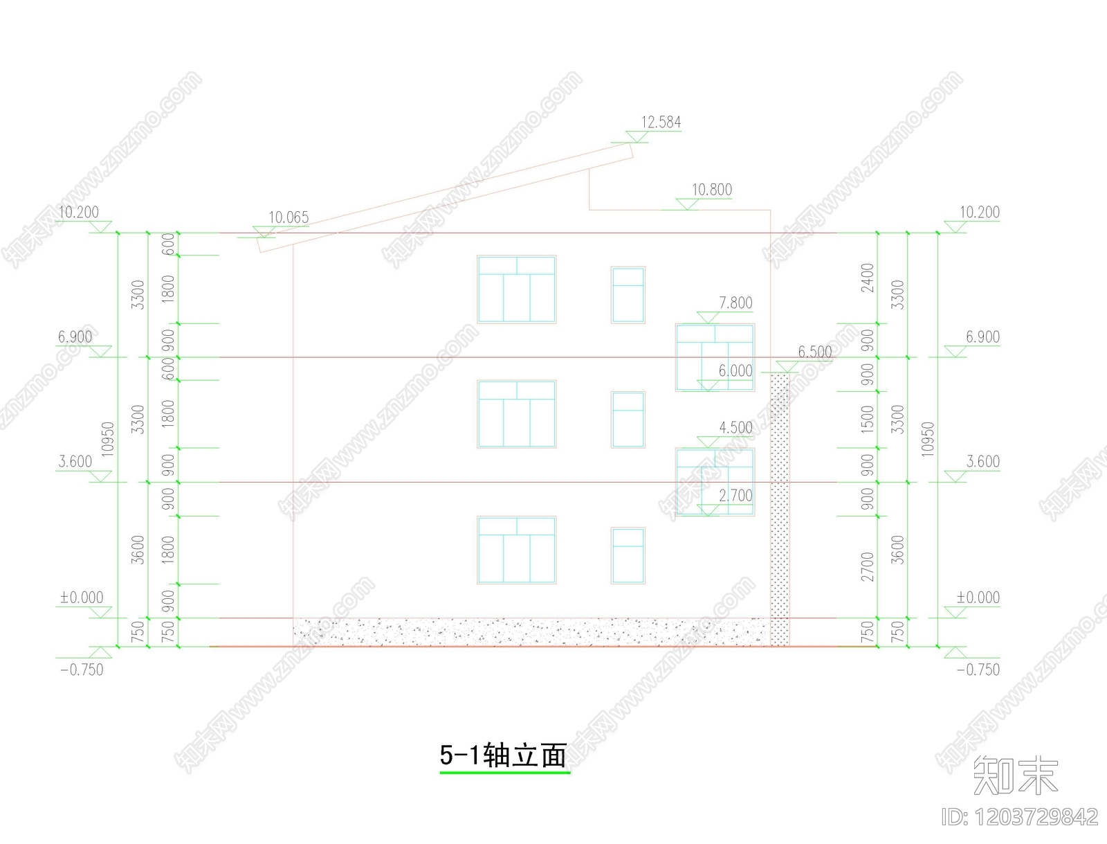 现代中式别墅建筑cad施工图下载【ID:1203729842】