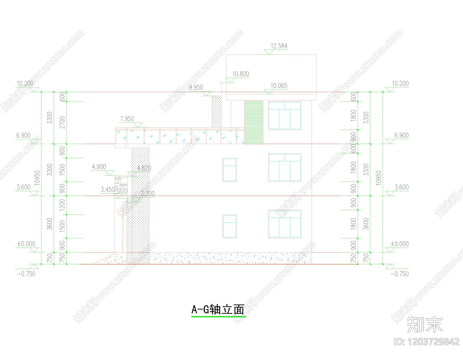 现代中式别墅建筑cad施工图下载【ID:1203729842】