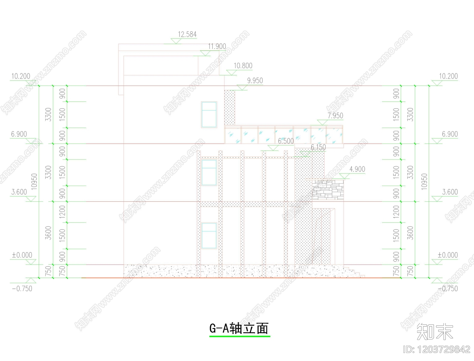 现代中式别墅建筑cad施工图下载【ID:1203729842】