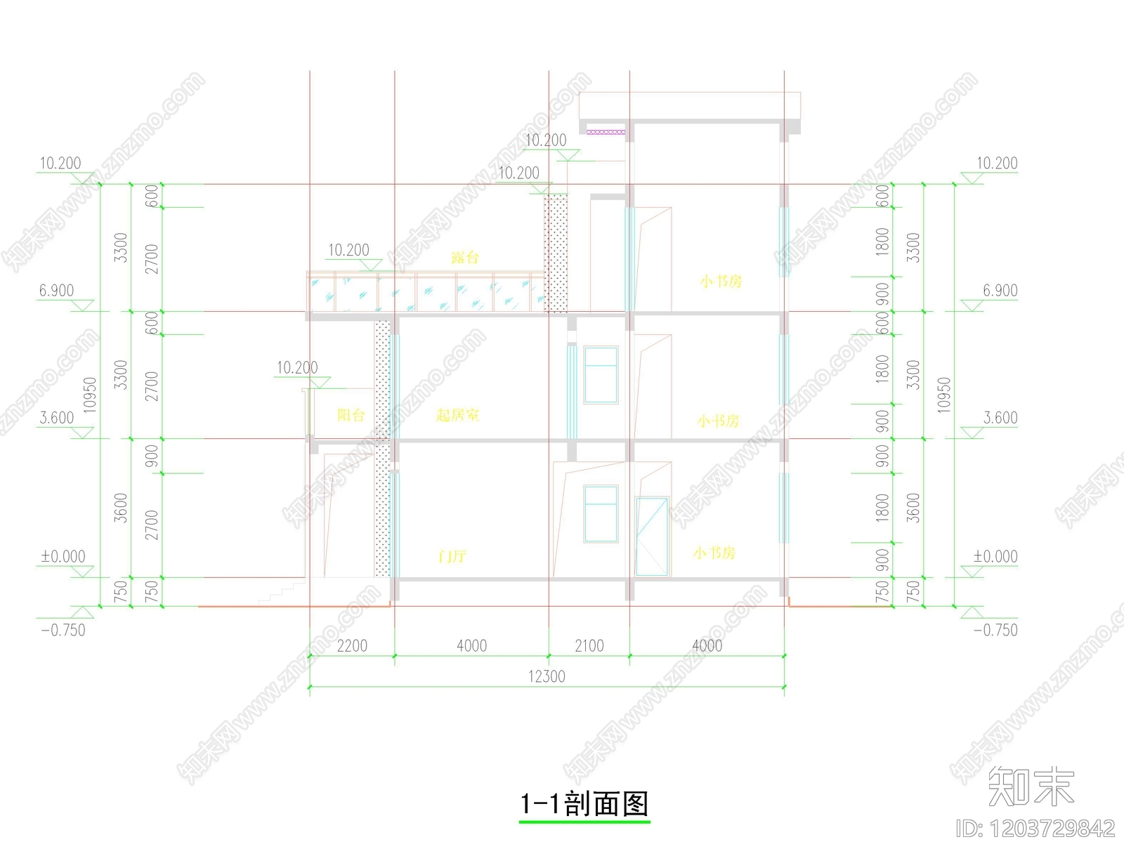 现代中式别墅建筑cad施工图下载【ID:1203729842】