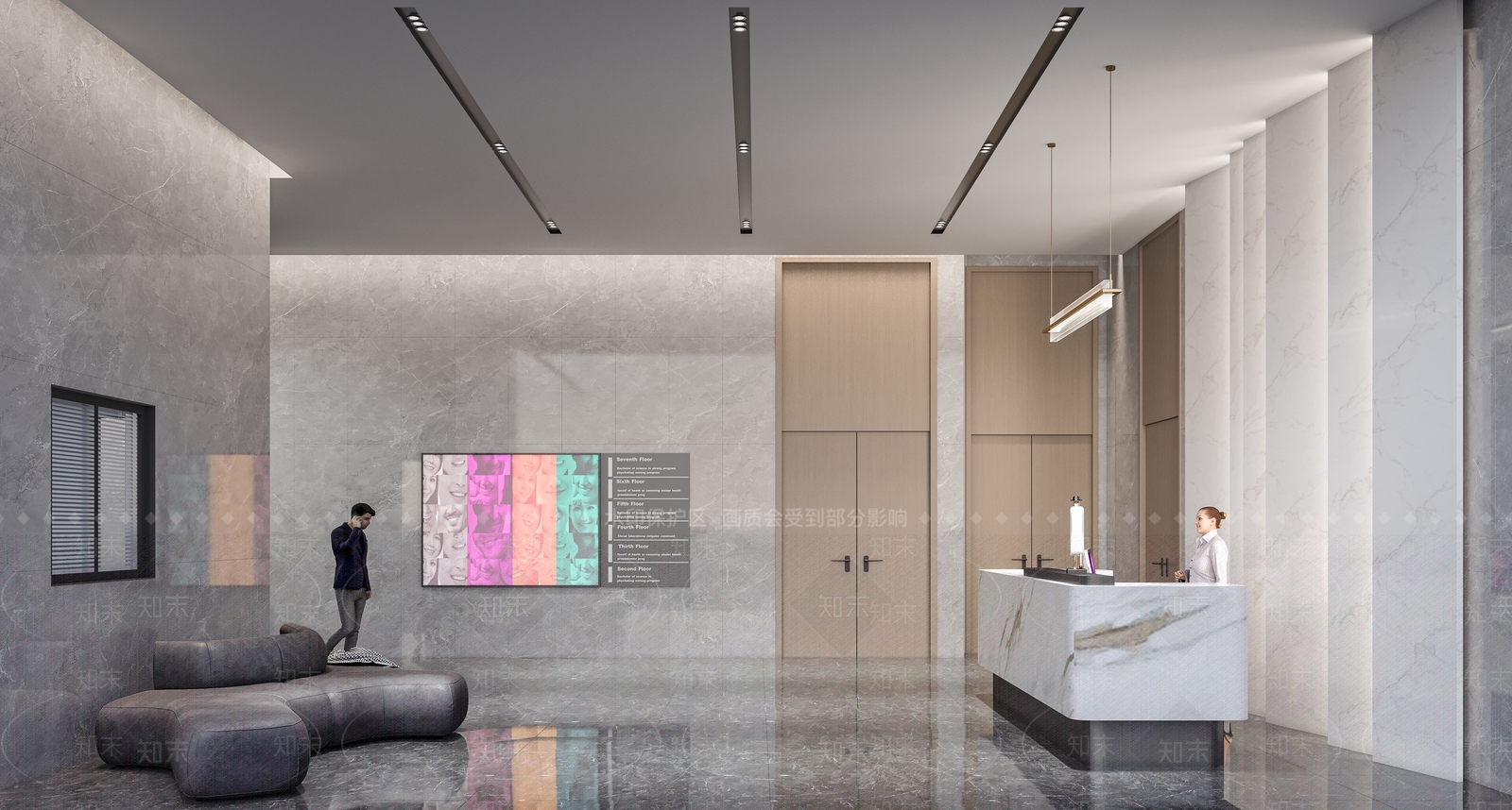 现代简欧大厅3D模型下载【ID:1203730849】