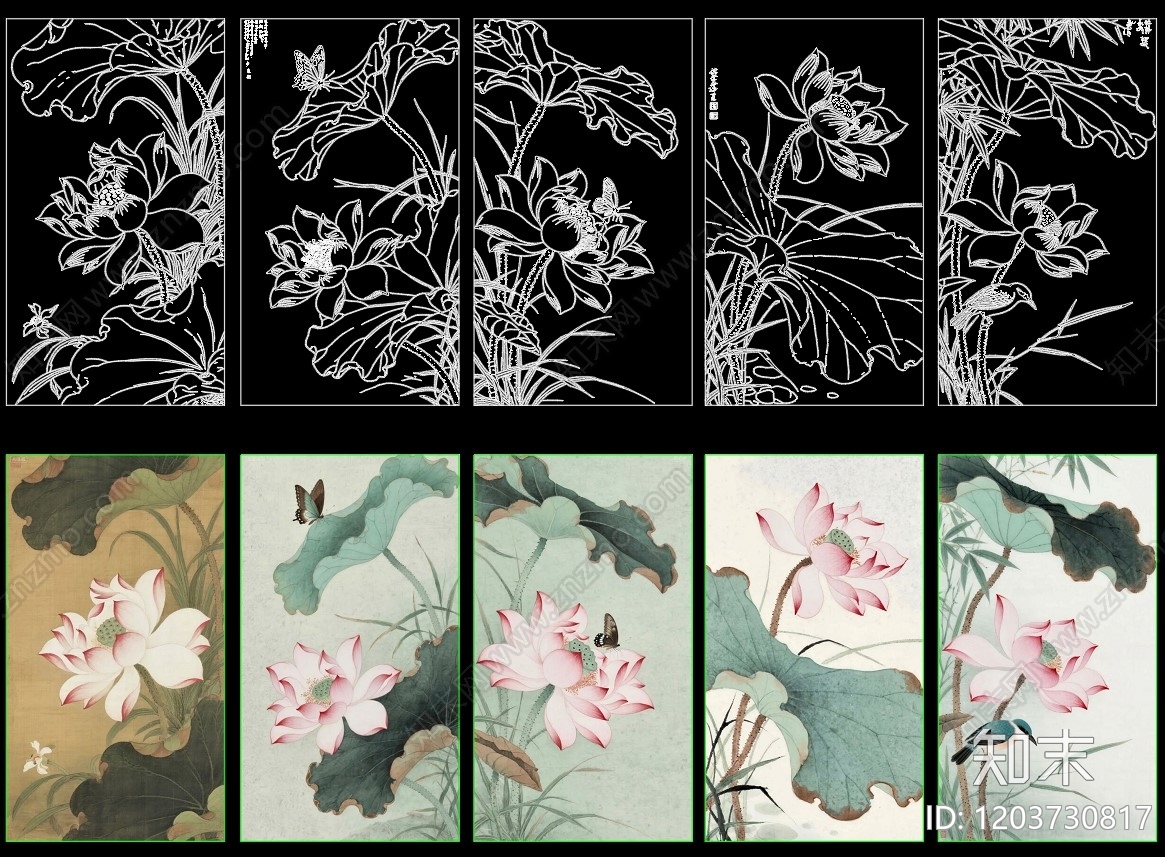 中式花cad施工图下载【ID:1203730817】