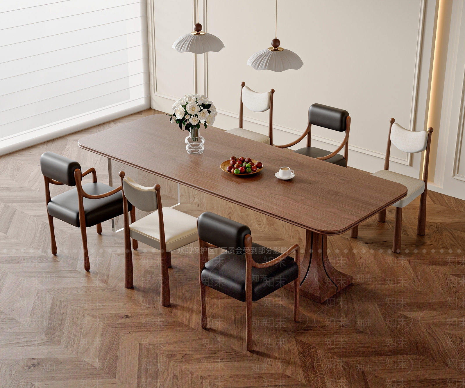 法式中古餐桌椅3D模型下载【ID:1203731422】
