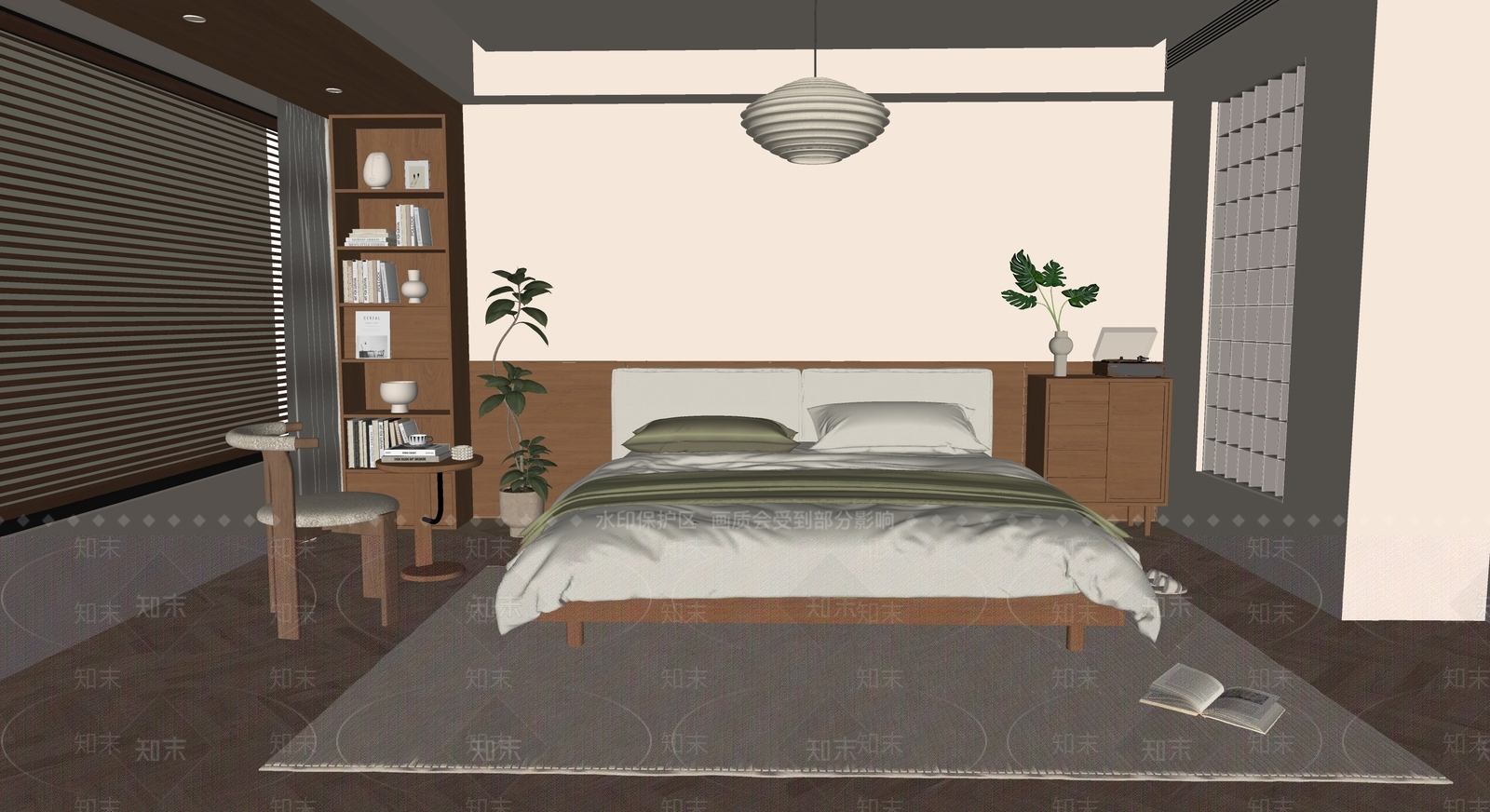 现代原木家居卧室SU模型下载【ID:1203731854】