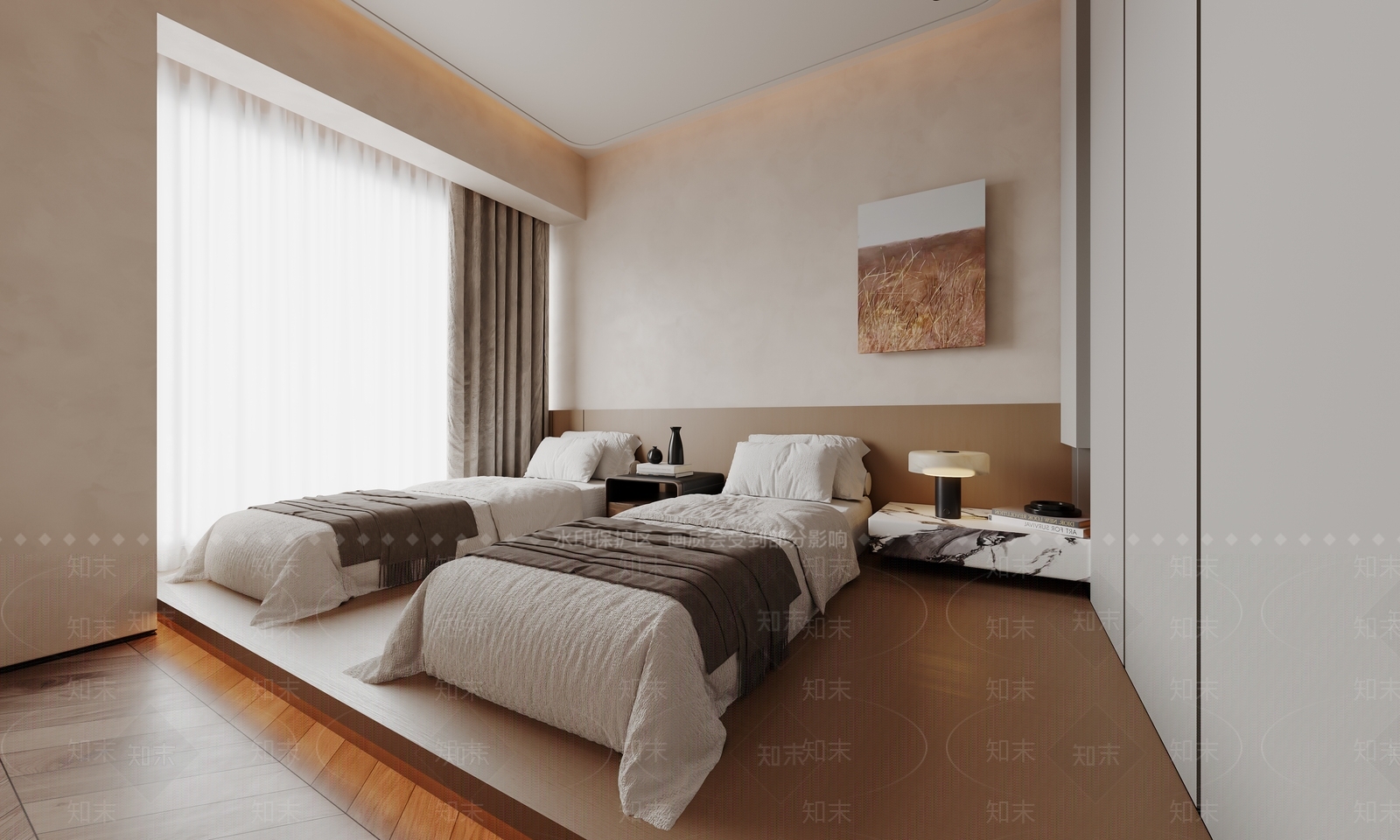 极简现代榻榻米卧室3D模型下载【ID:1203734196】