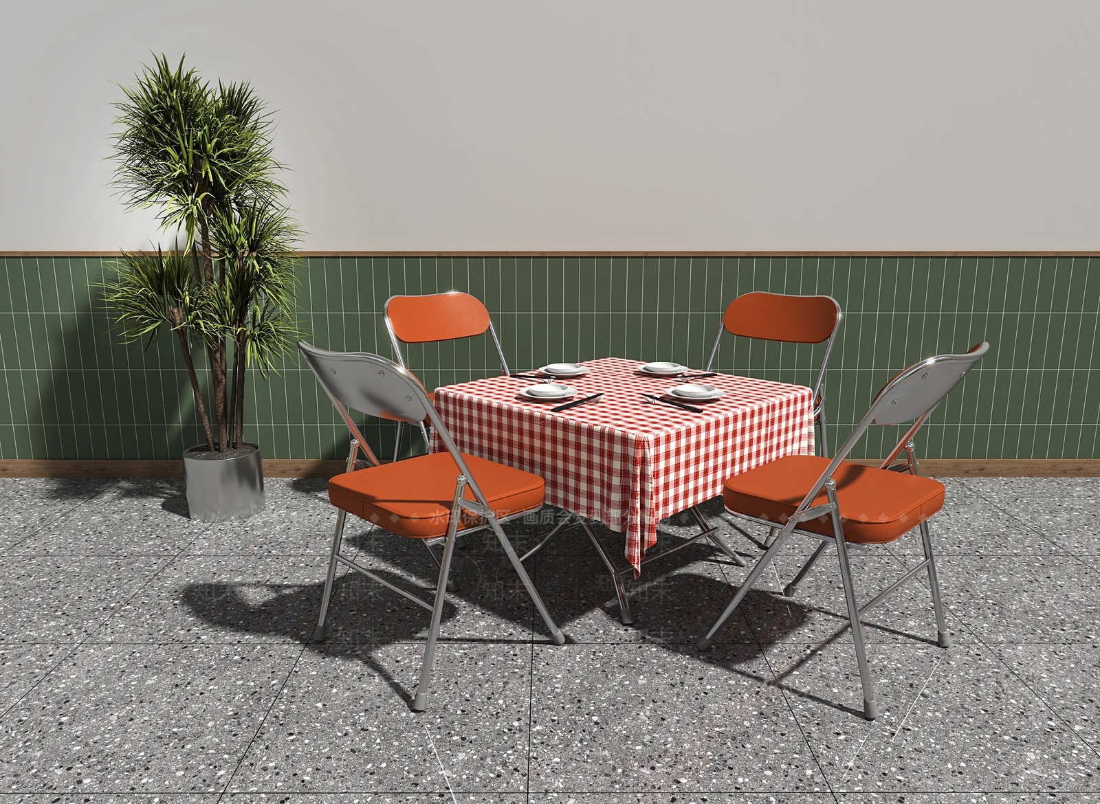 复古现代餐桌椅SU模型下载【ID:1203899622】