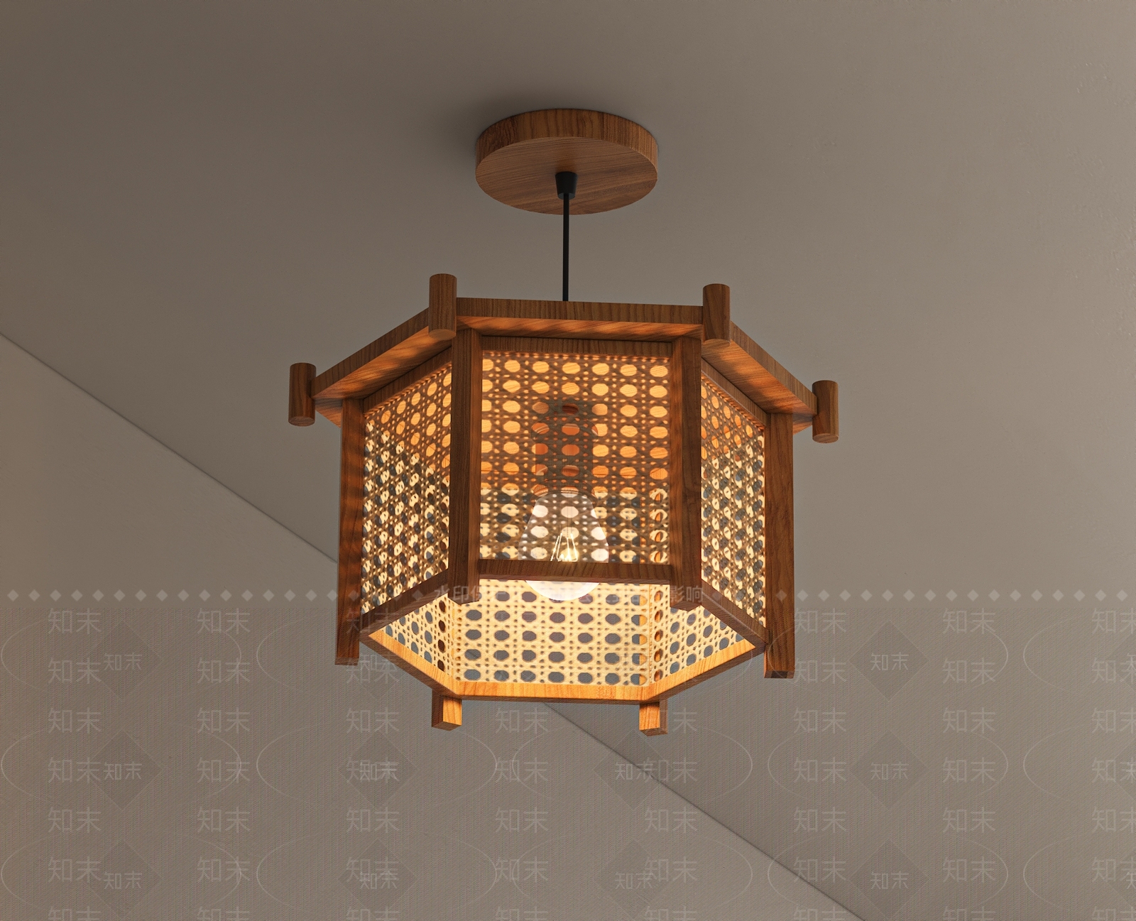 侘寂新中式吸顶灯SU模型下载【ID:1203736350】