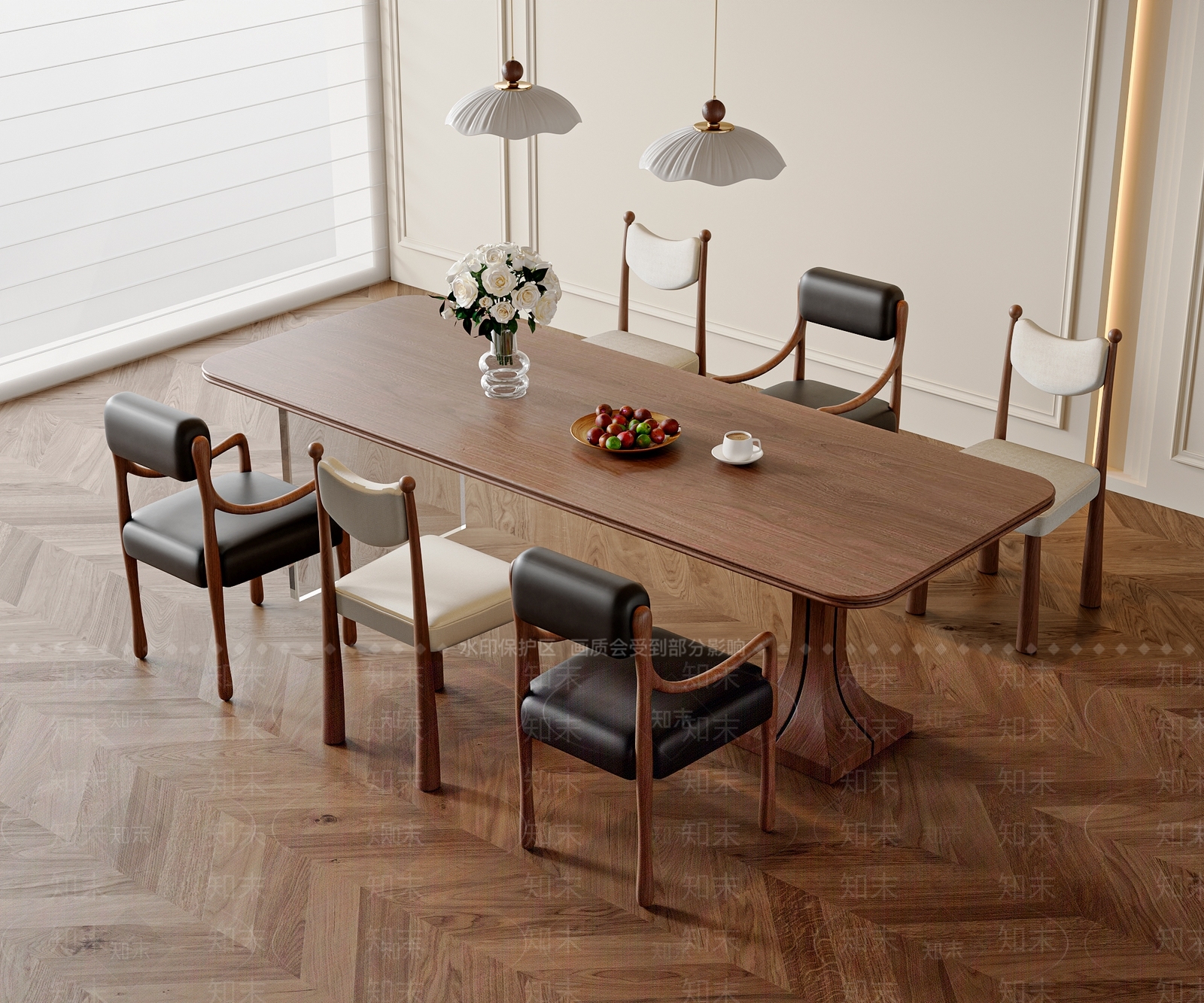 法式中古餐桌椅SU模型下载【ID:1203736719】