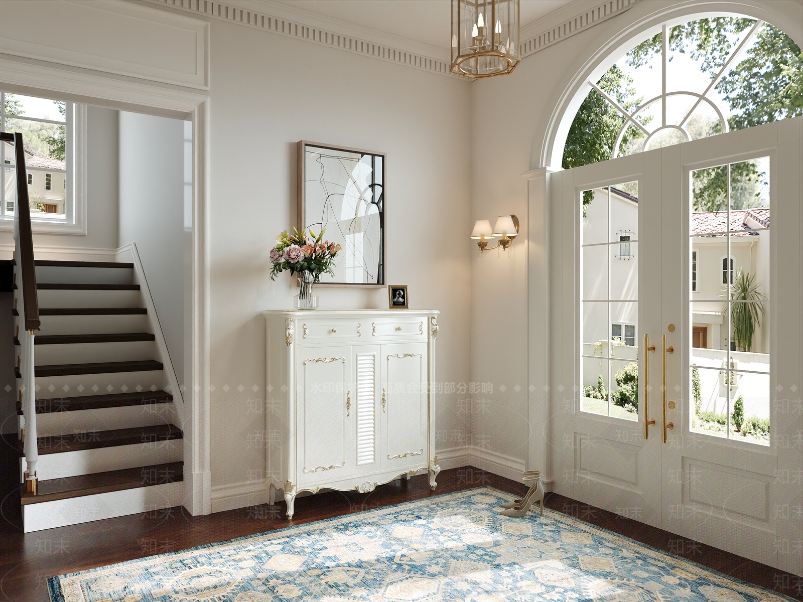 美式法式玄关3D模型下载【ID:1203738180】