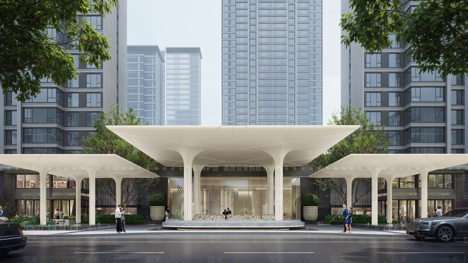 现代极简住宅区景观SU模型下载【ID:1203758249】