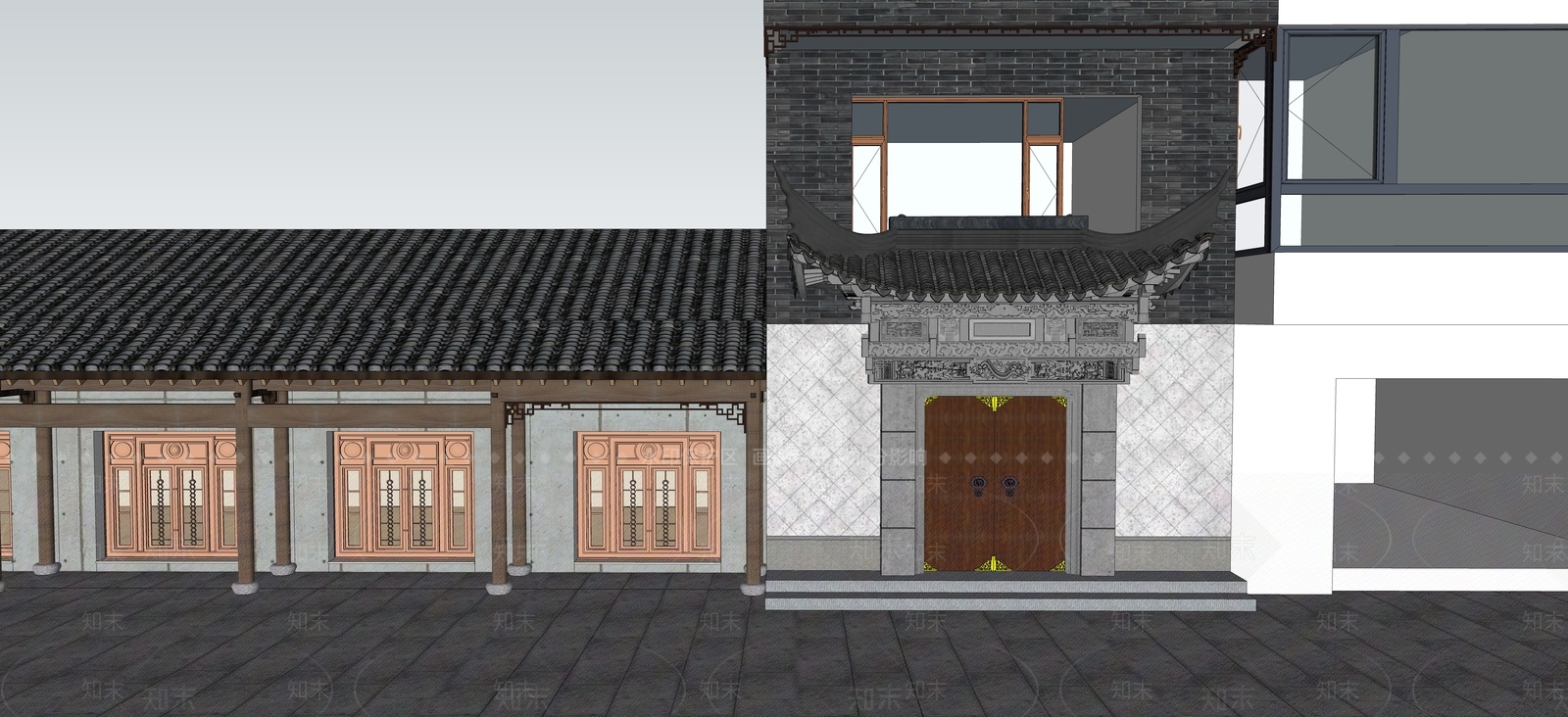 中式大门SU模型下载【ID:1203738966】