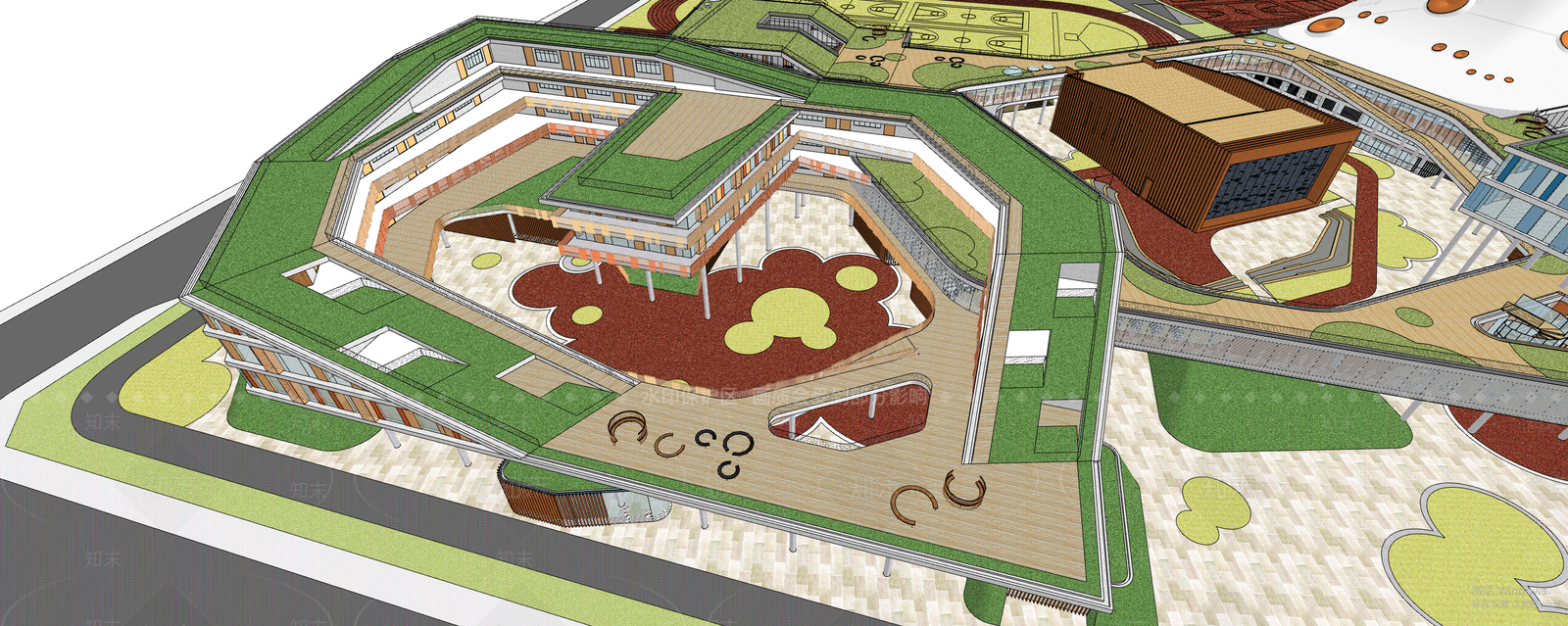现代学校建筑SU模型下载【ID:1203739493】