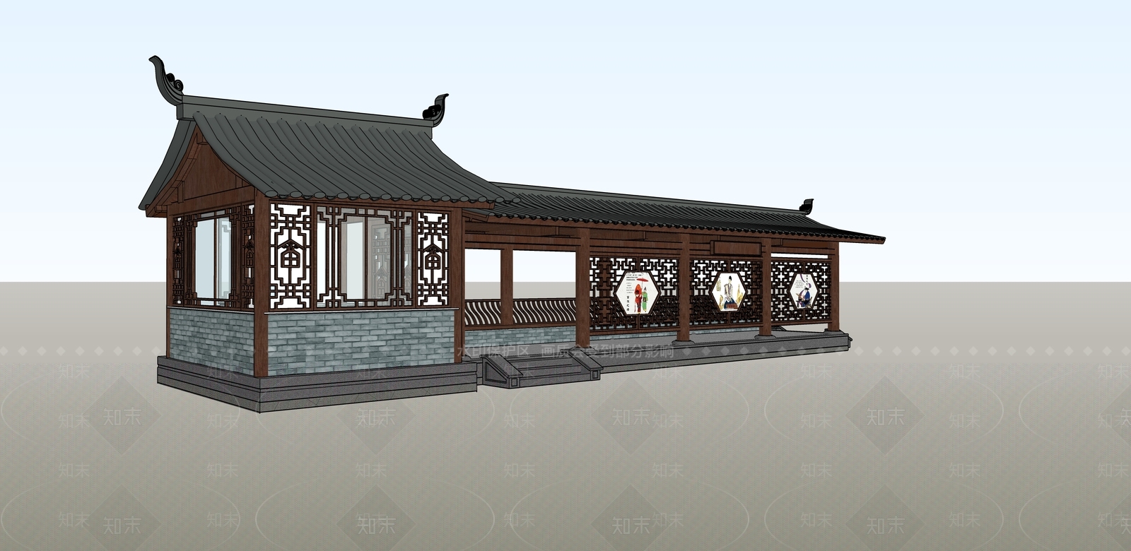 新中式中式驿站SU模型下载【ID:1203740548】