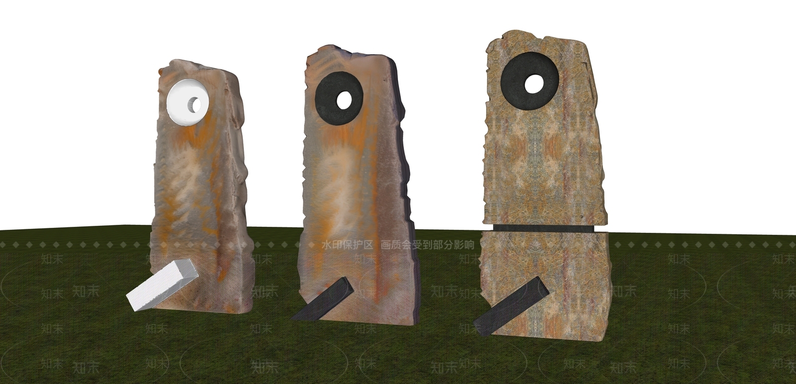 新中式日式雕塑SU模型下载【ID:1203742762】