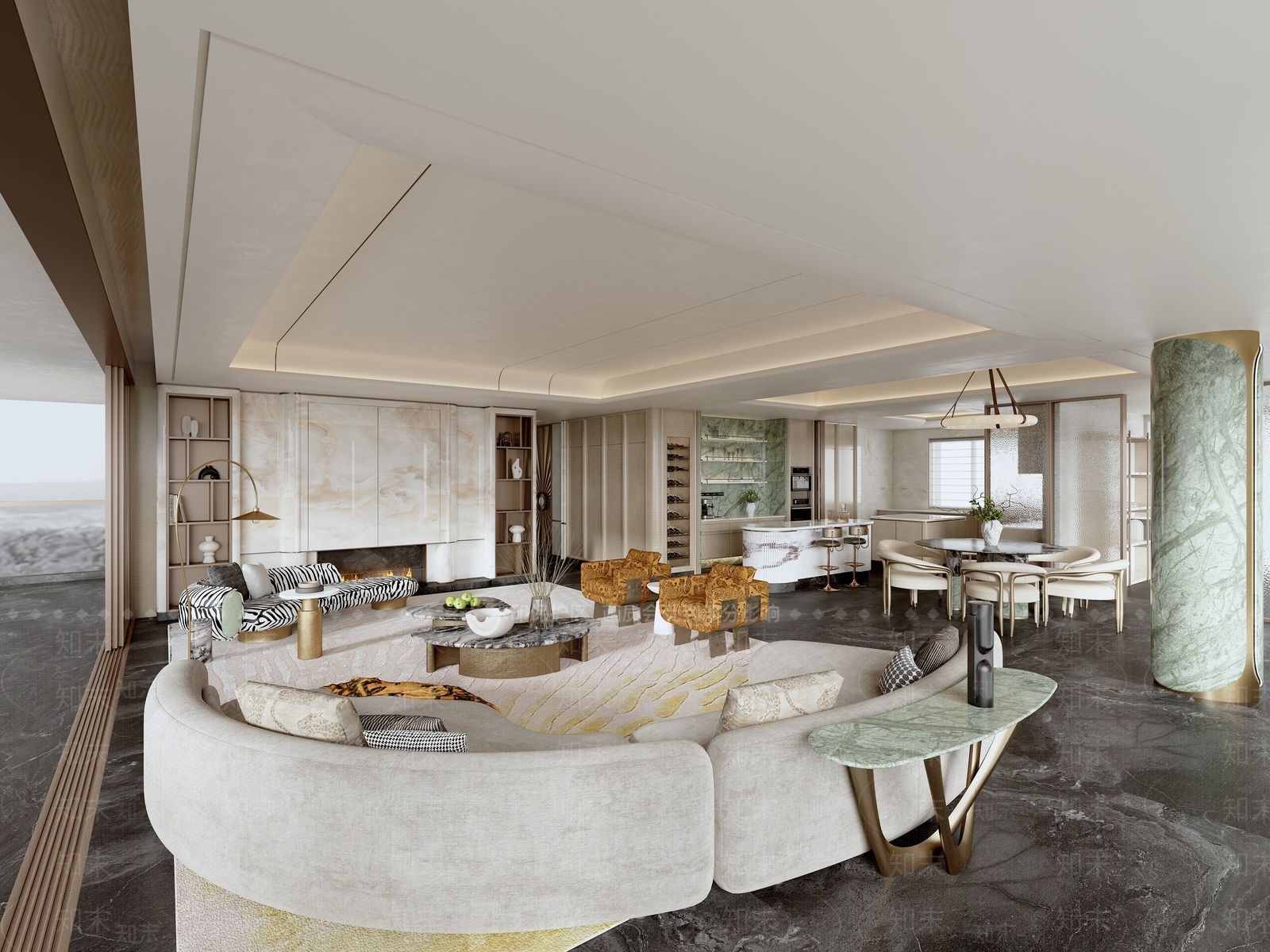 轻奢客餐厅3D模型下载【ID:1203745303】