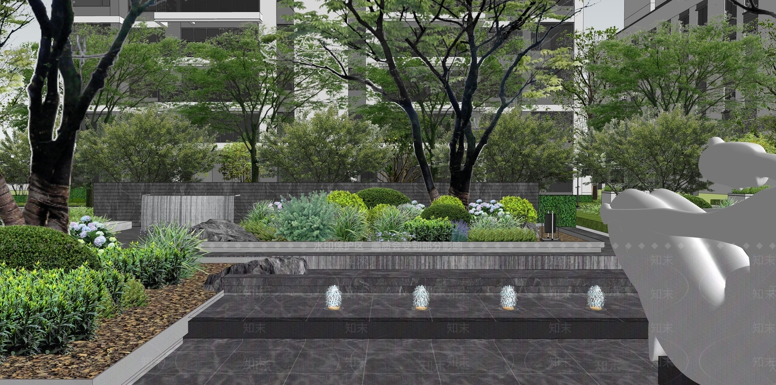 现代轻奢小区景观SU模型下载【ID:1203745401】