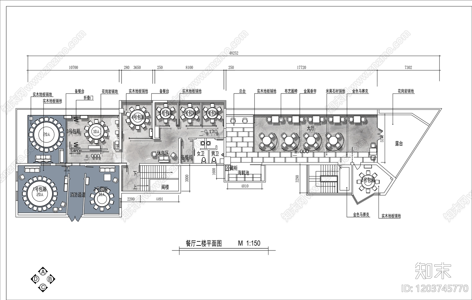 现代中餐厅cad施工图下载【ID:1203745770】