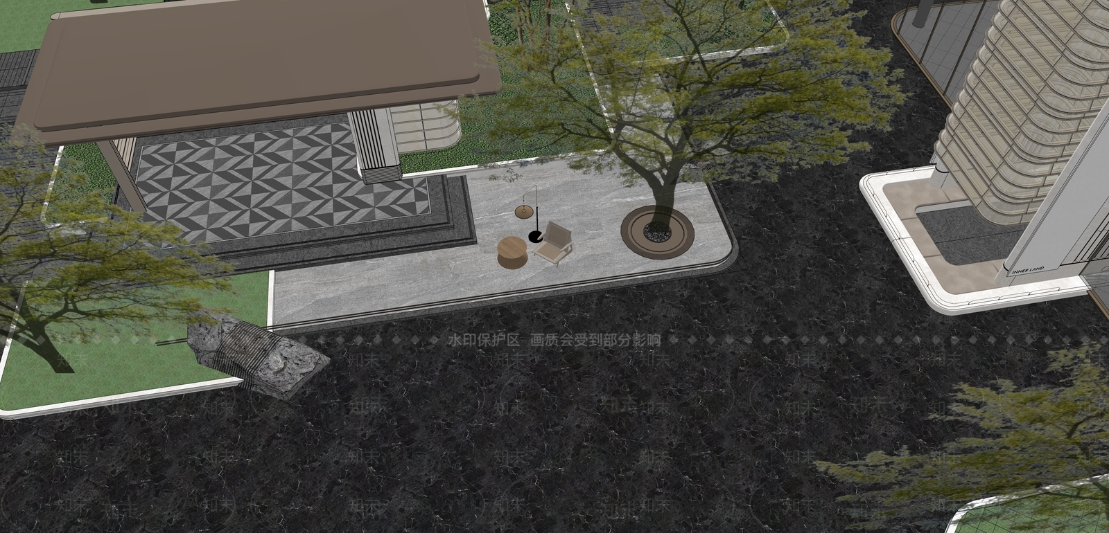 法式轻奢住宅区景观SU模型下载【ID:1203745782】