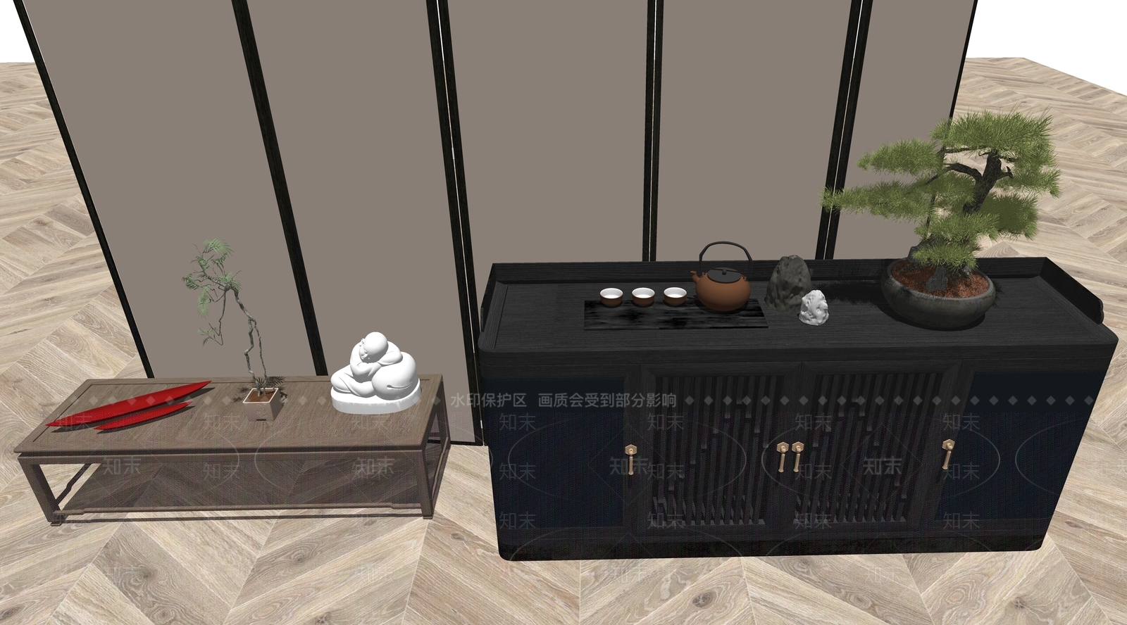 新中式中式斗柜SU模型下载【ID:1203746820】