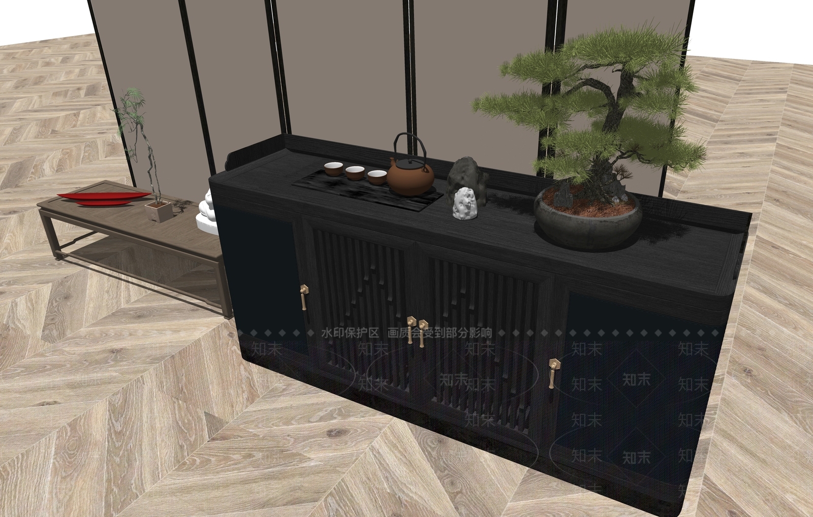 新中式中式斗柜SU模型下载【ID:1203746820】