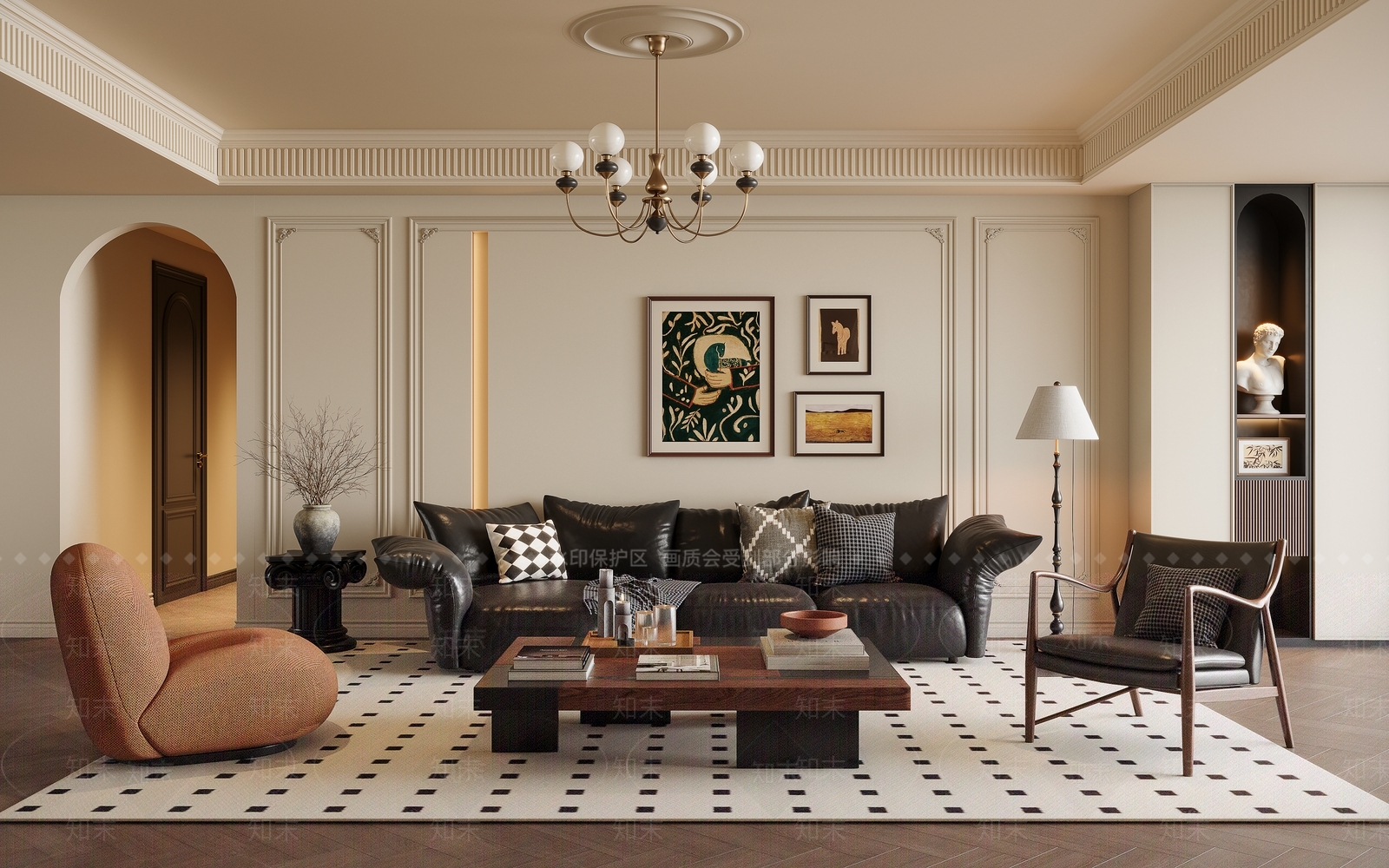 法式中古家居客厅3D模型下载【ID:1203747243】