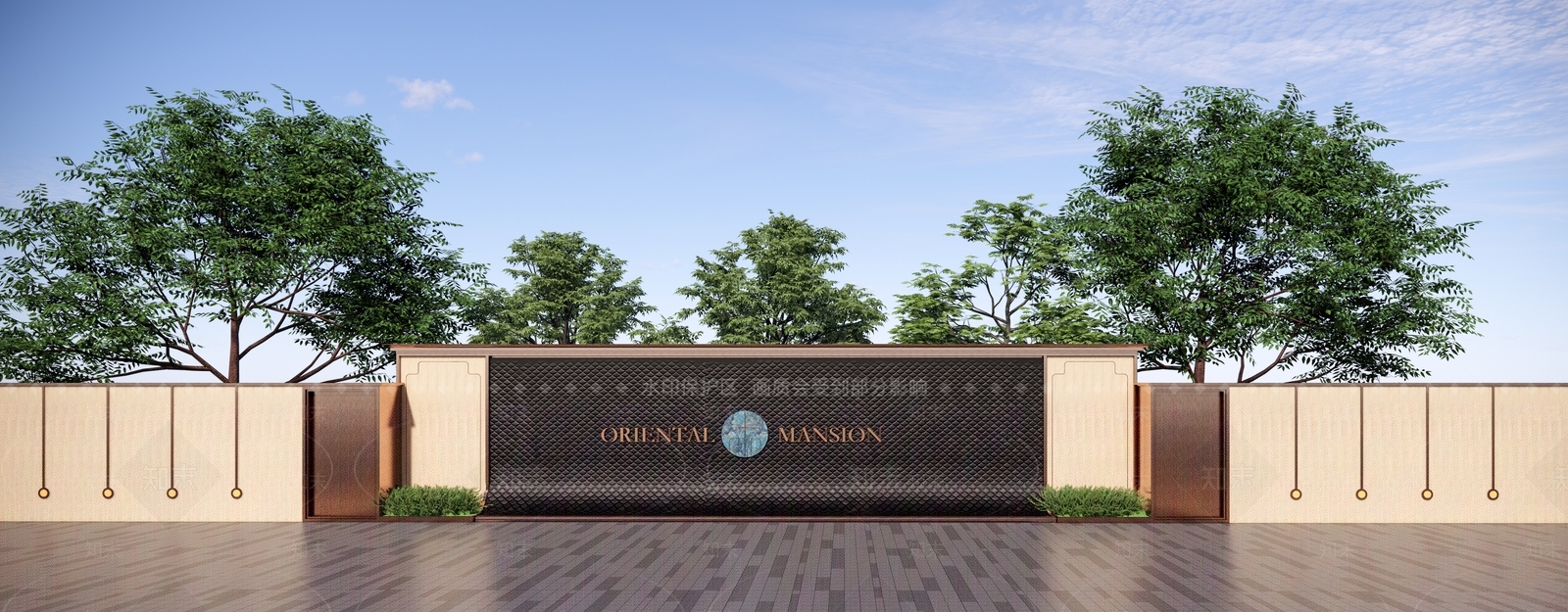 现代新中式小区景观SU模型下载【ID:1203747726】