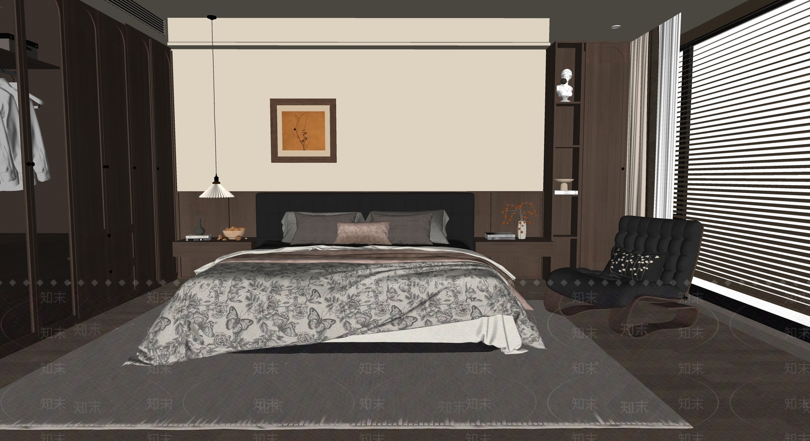 现代中古家居卧室SU模型下载【ID:1203749585】