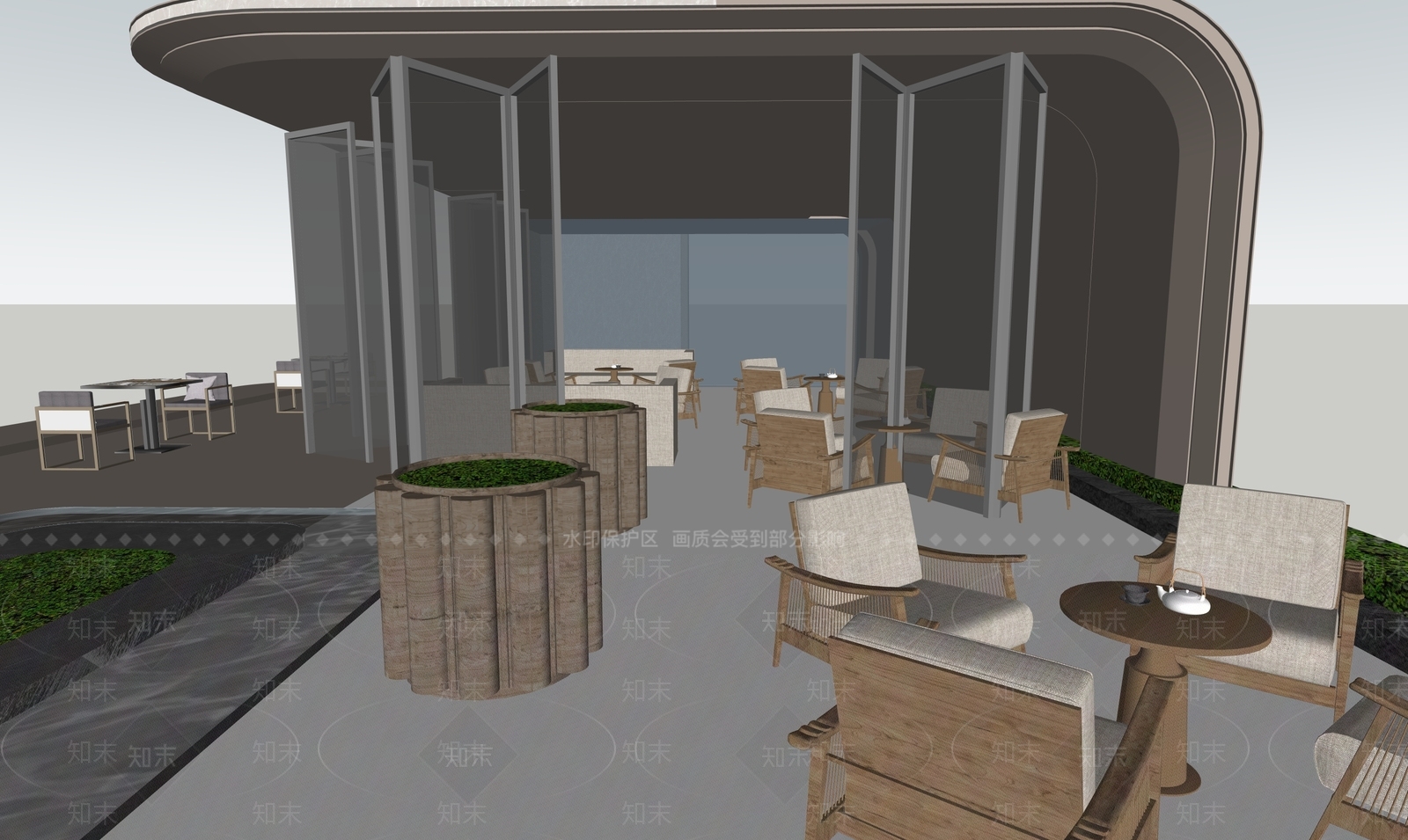 现代屋顶花园SU模型下载【ID:1203751126】