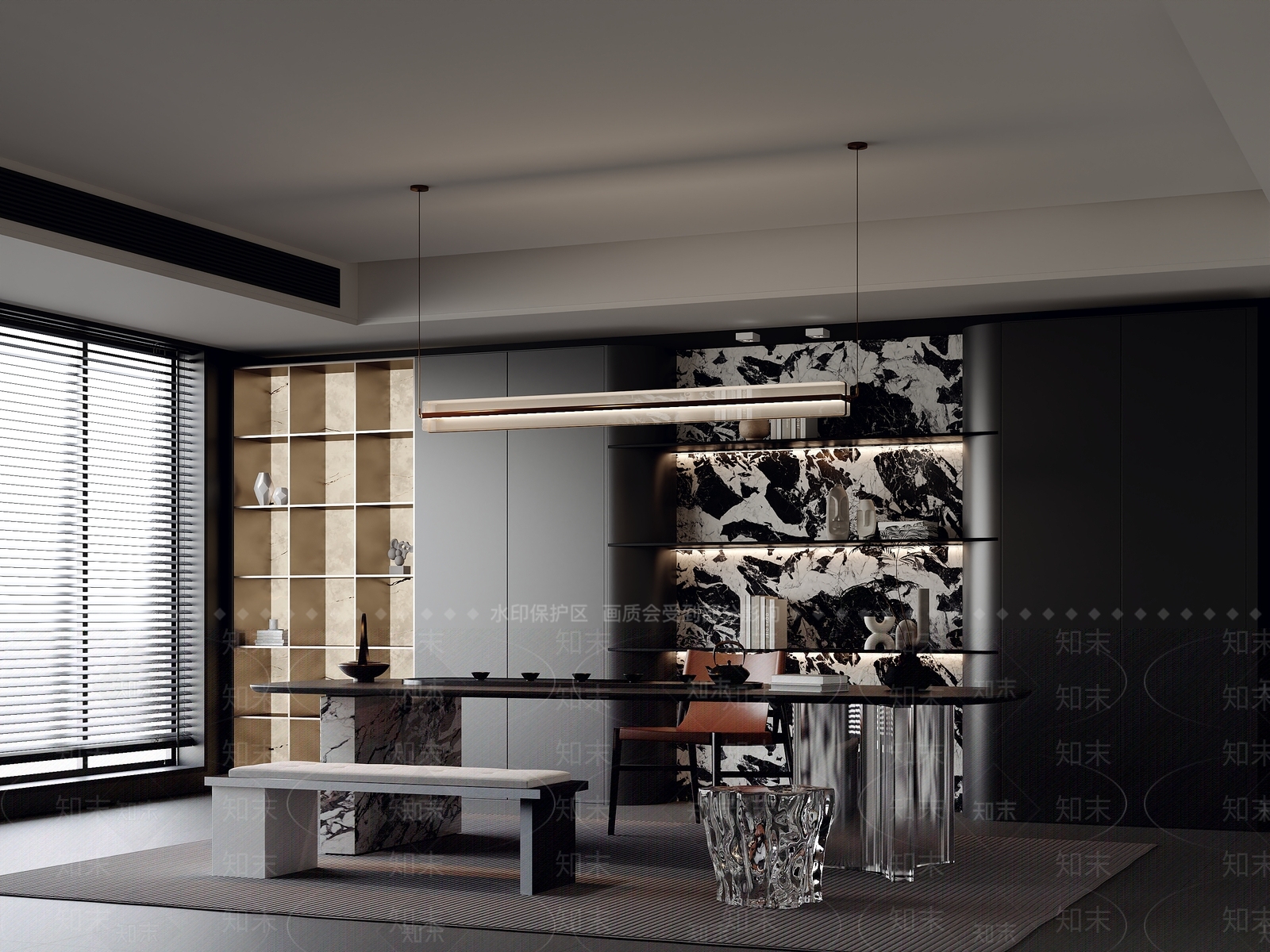 现代新中式茶室3D模型下载【ID:1203754783】