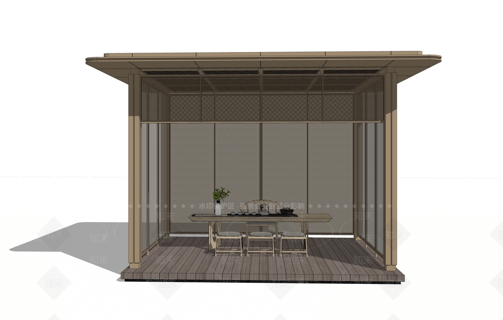 现代新中式亭子SU模型下载【ID:1203755159】