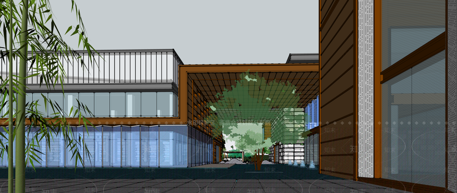 现代售楼处建筑SU模型下载【ID:1203755867】