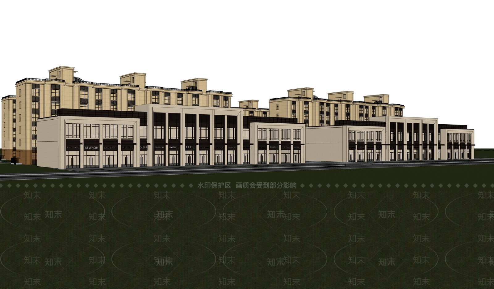 新中式商业街SU模型下载【ID:1203756670】