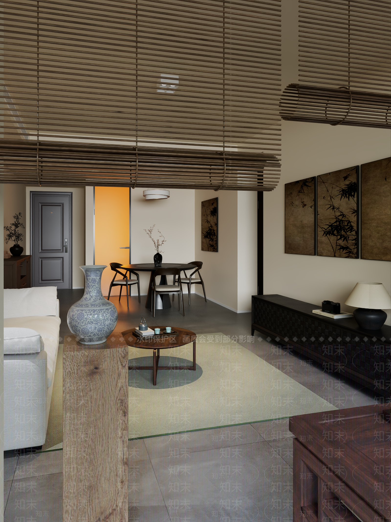 新中式客餐厅3D模型下载【ID:1221736762】