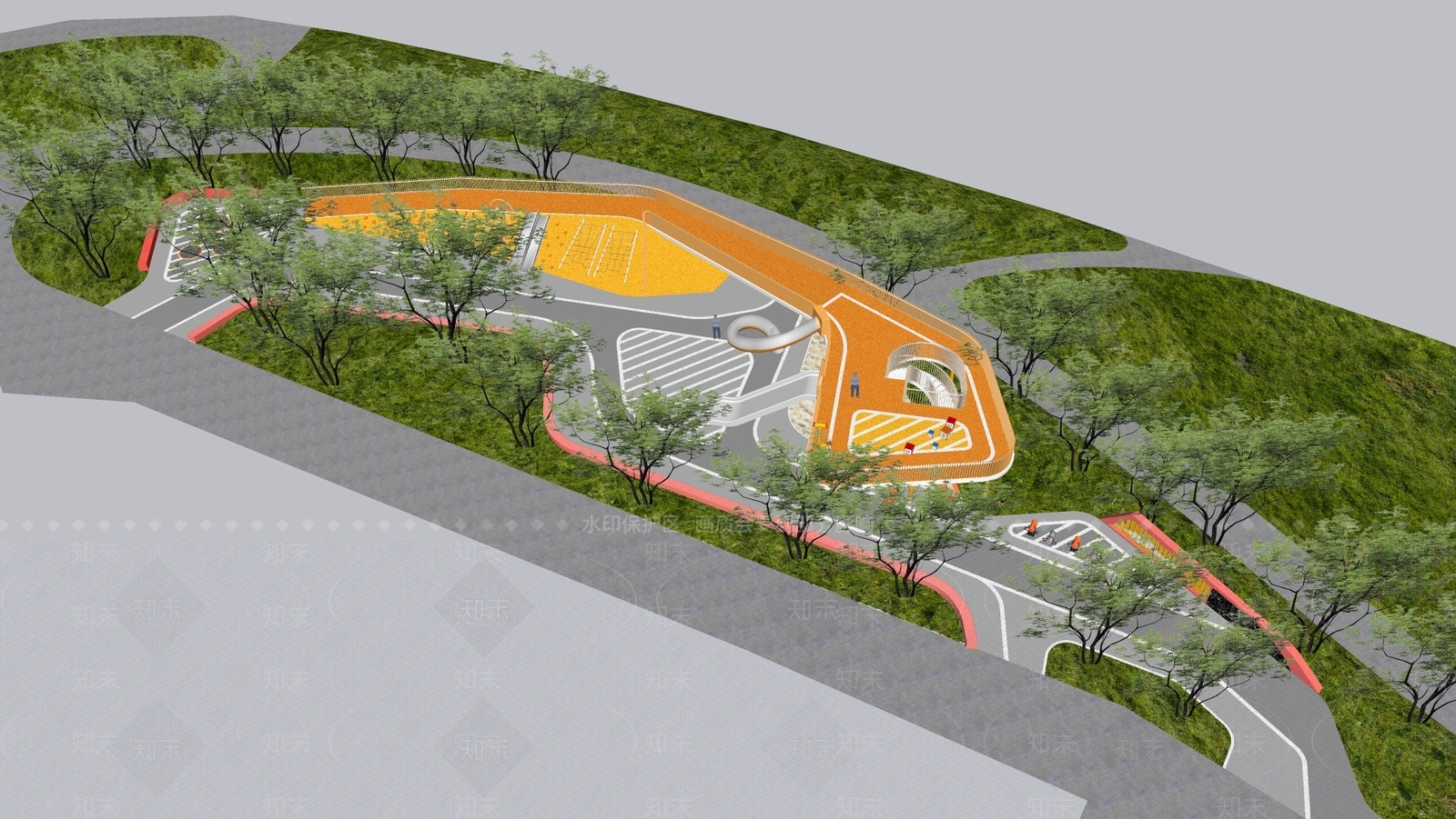 现代口袋公园SU模型下载【ID:1203758382】