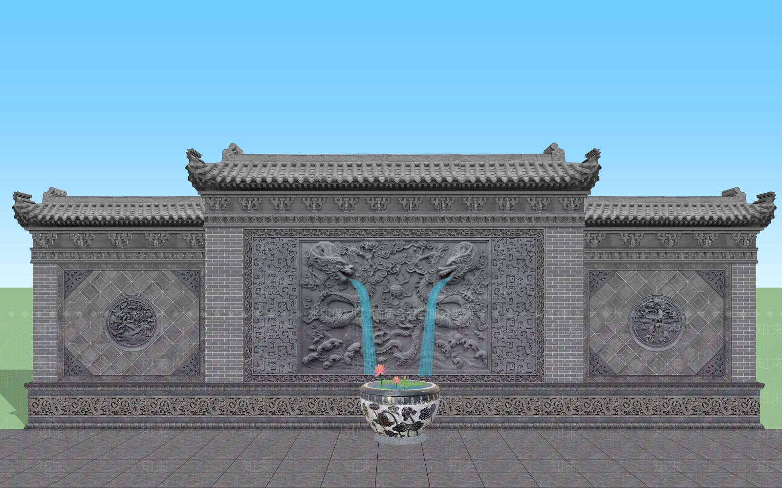 新中式文化墙SU模型下载【ID:1203758726】