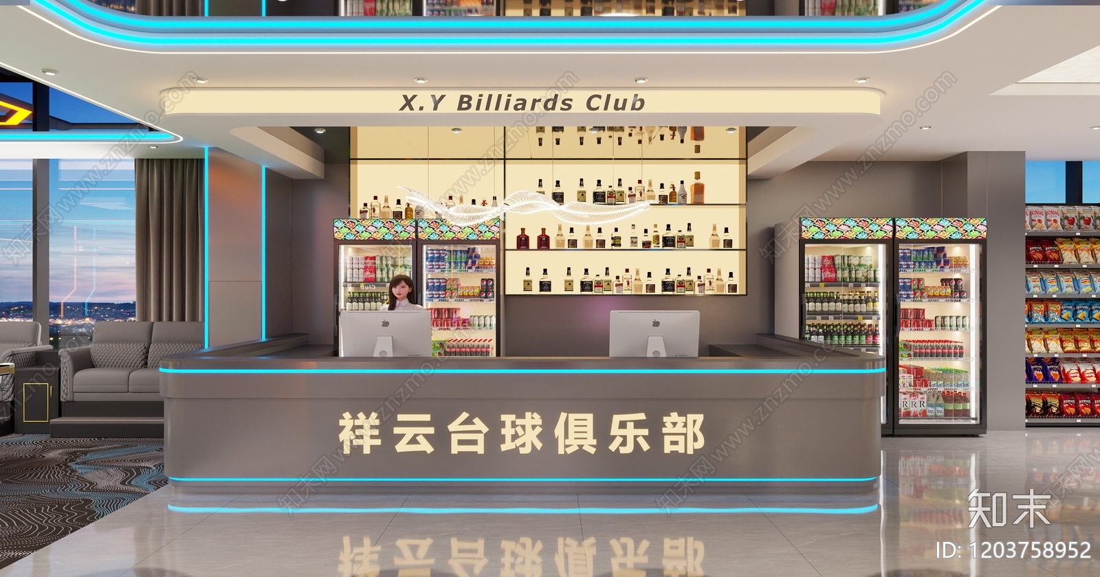 现代简约台球厅施工图下载【ID:1203758952】