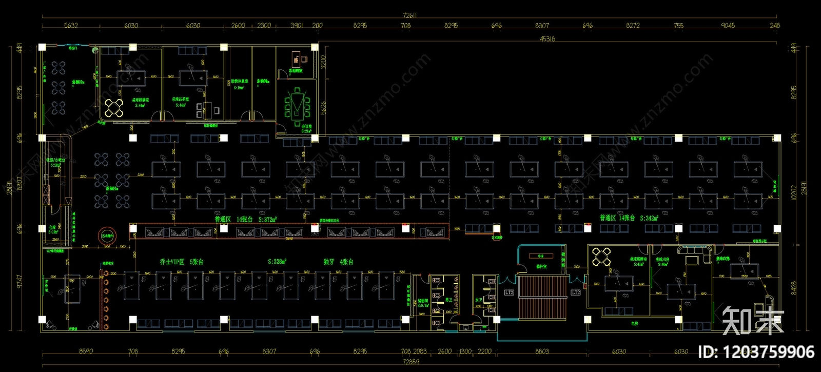 现代简约台球厅施工图下载【ID:1203759906】
