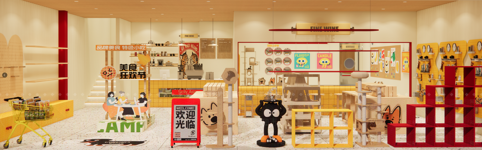 现代奶油便利店SU模型下载【ID:1203760888】