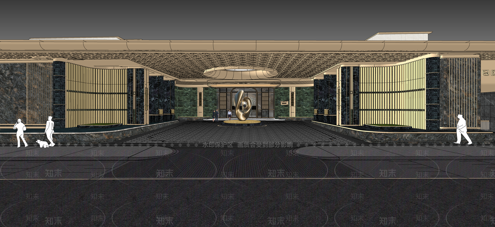 轻奢住宅区景观SU模型下载【ID:1203762186】