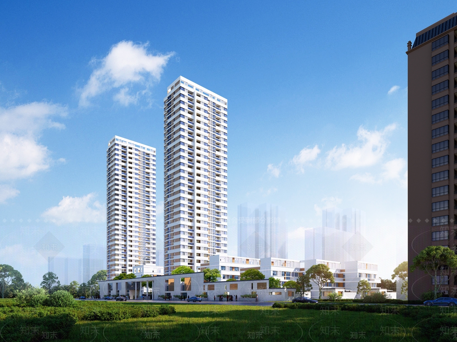 现代高层住宅3D模型下载【ID:1203763793】