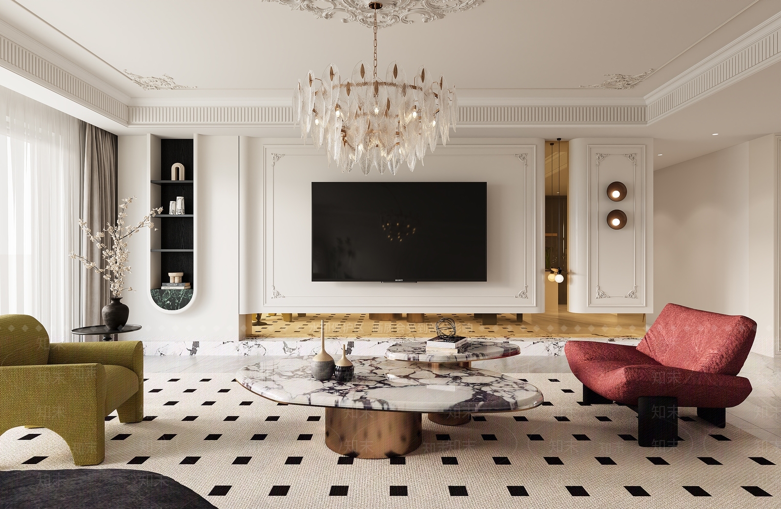 法式家居客厅3D模型下载【ID:1203764787】