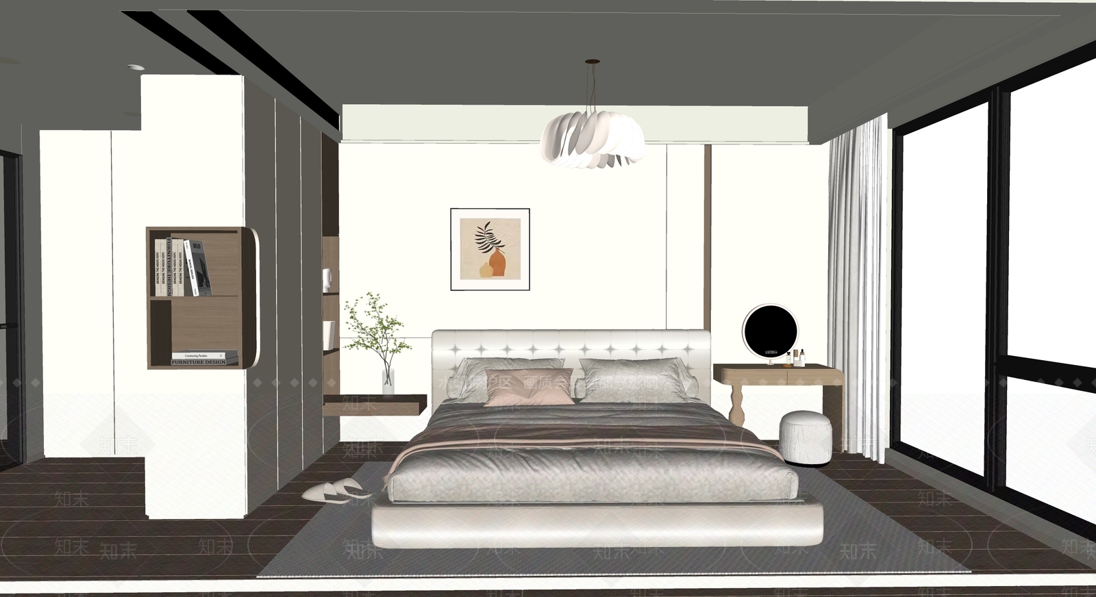 现代奶油家居卧室SU模型下载【ID:1203765293】