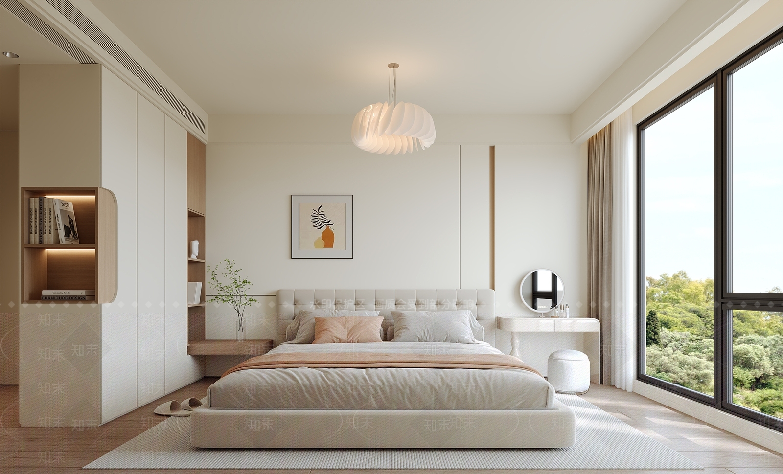 现代奶油家居卧室SU模型下载【ID:1203765293】