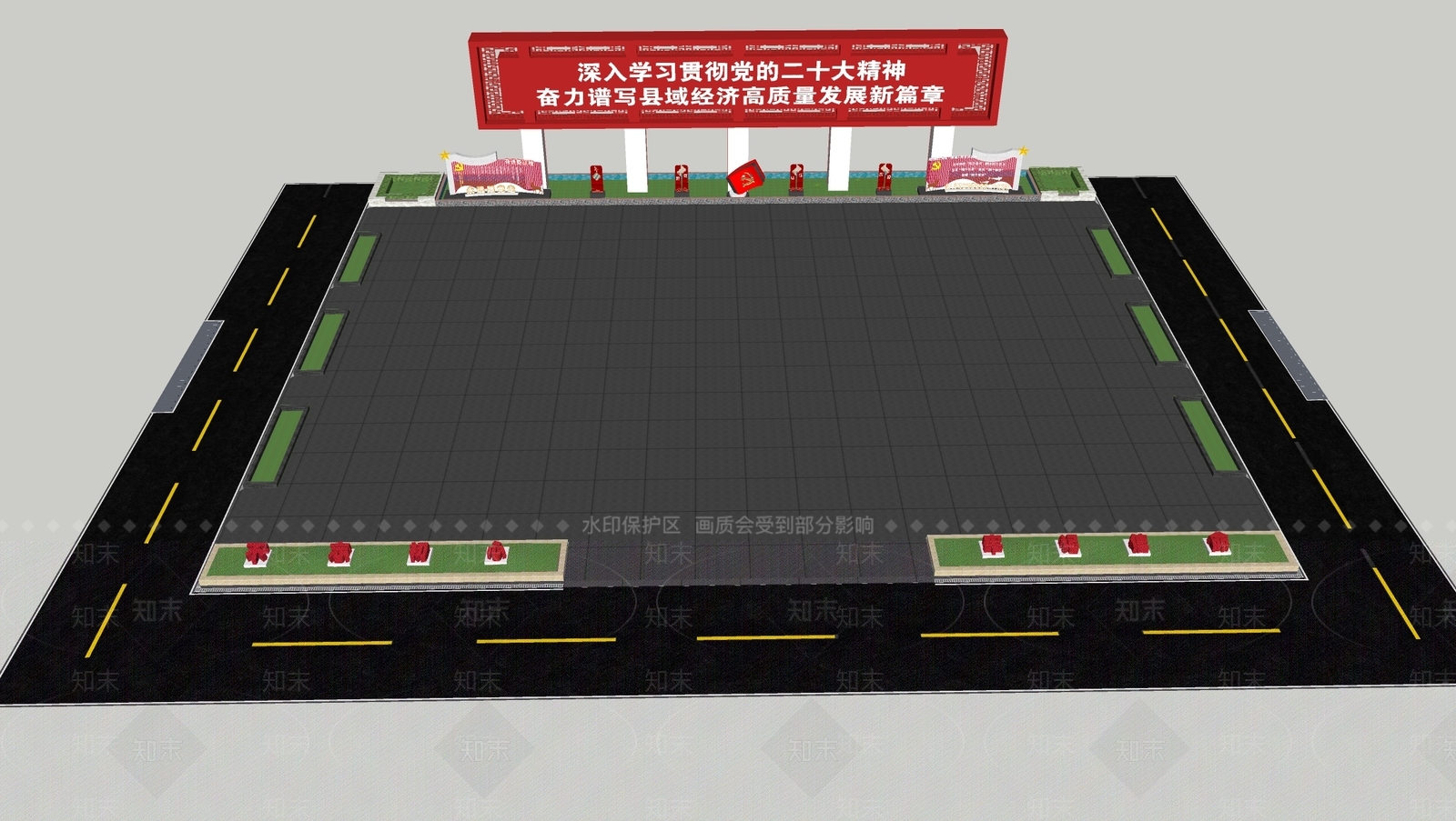 中式庭院小品SU模型下载【ID:1203766783】