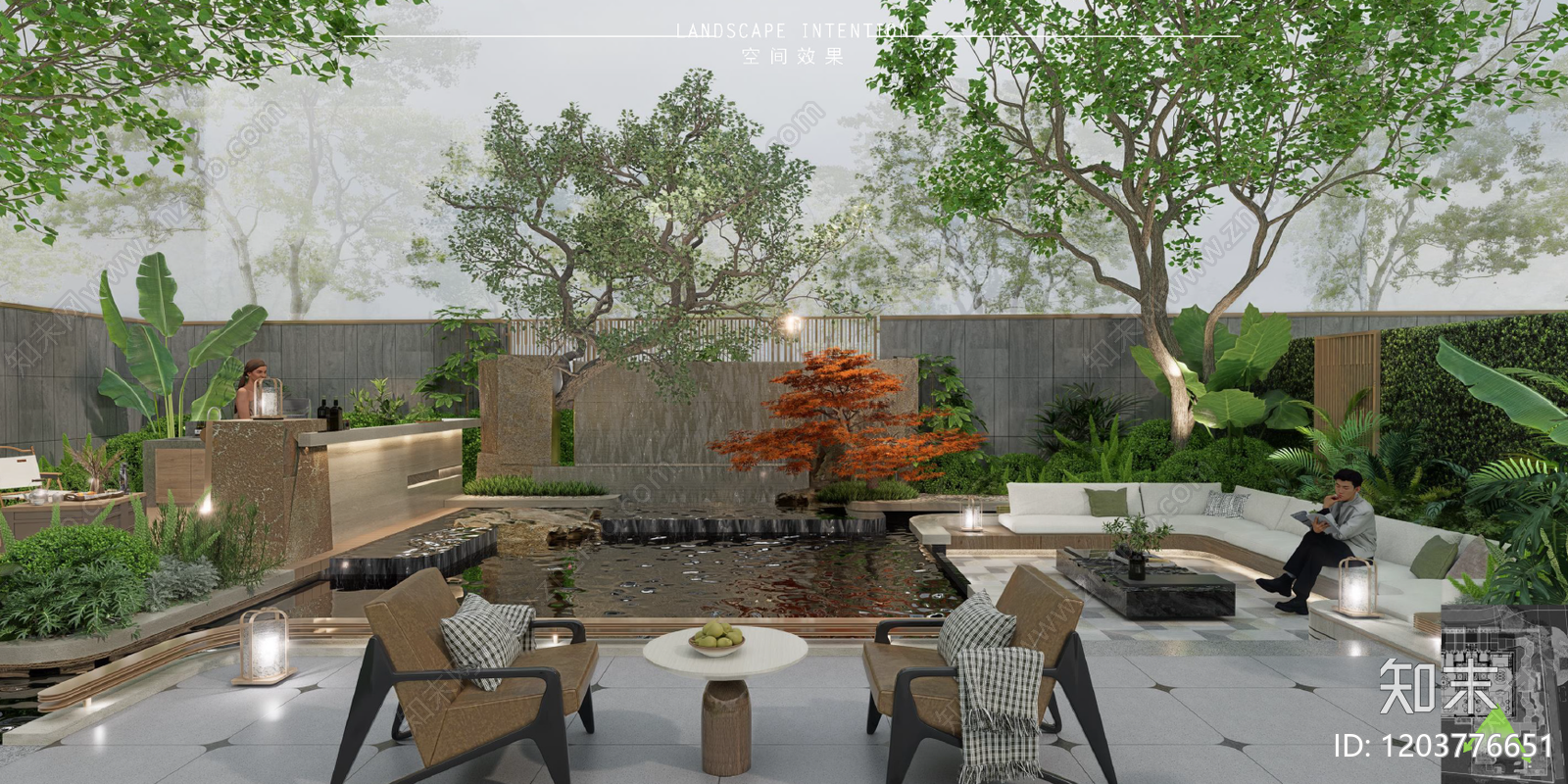 侘寂简约庭院景观下载【ID:1203776651】