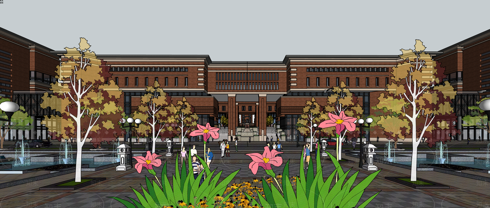 复古大学教学楼SU模型下载【ID:1203767068】