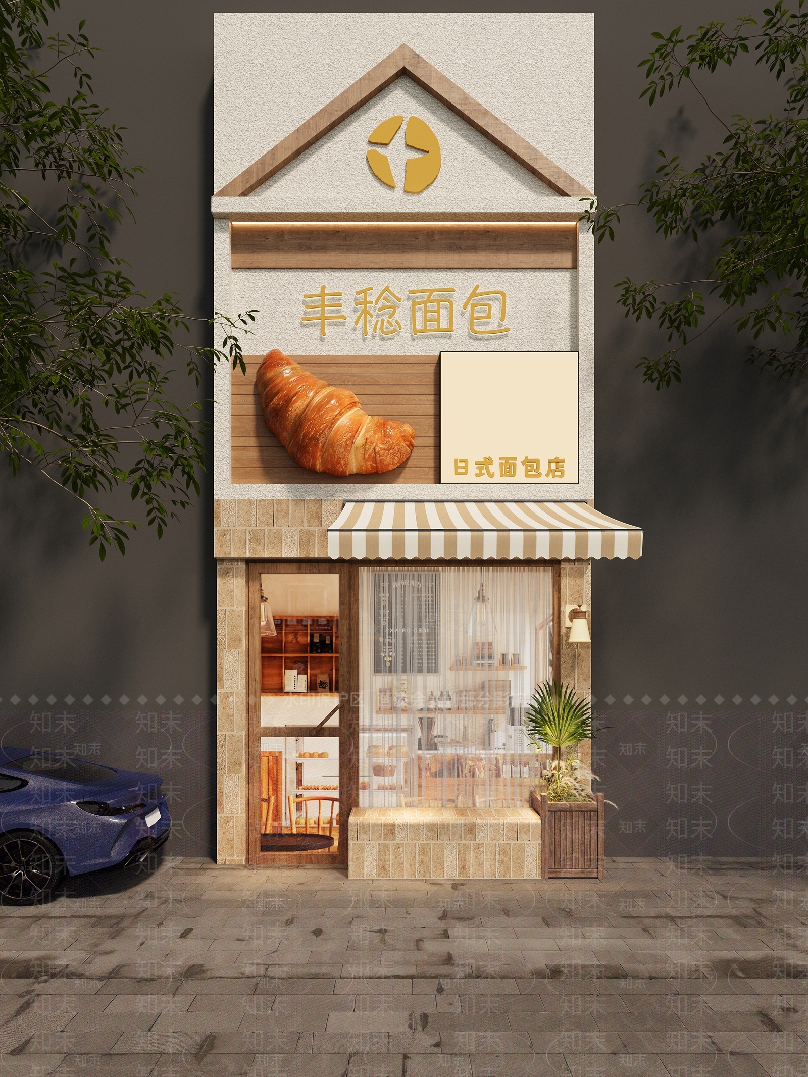 日式原木甜品面包店3D模型下载【ID:1203767494】
